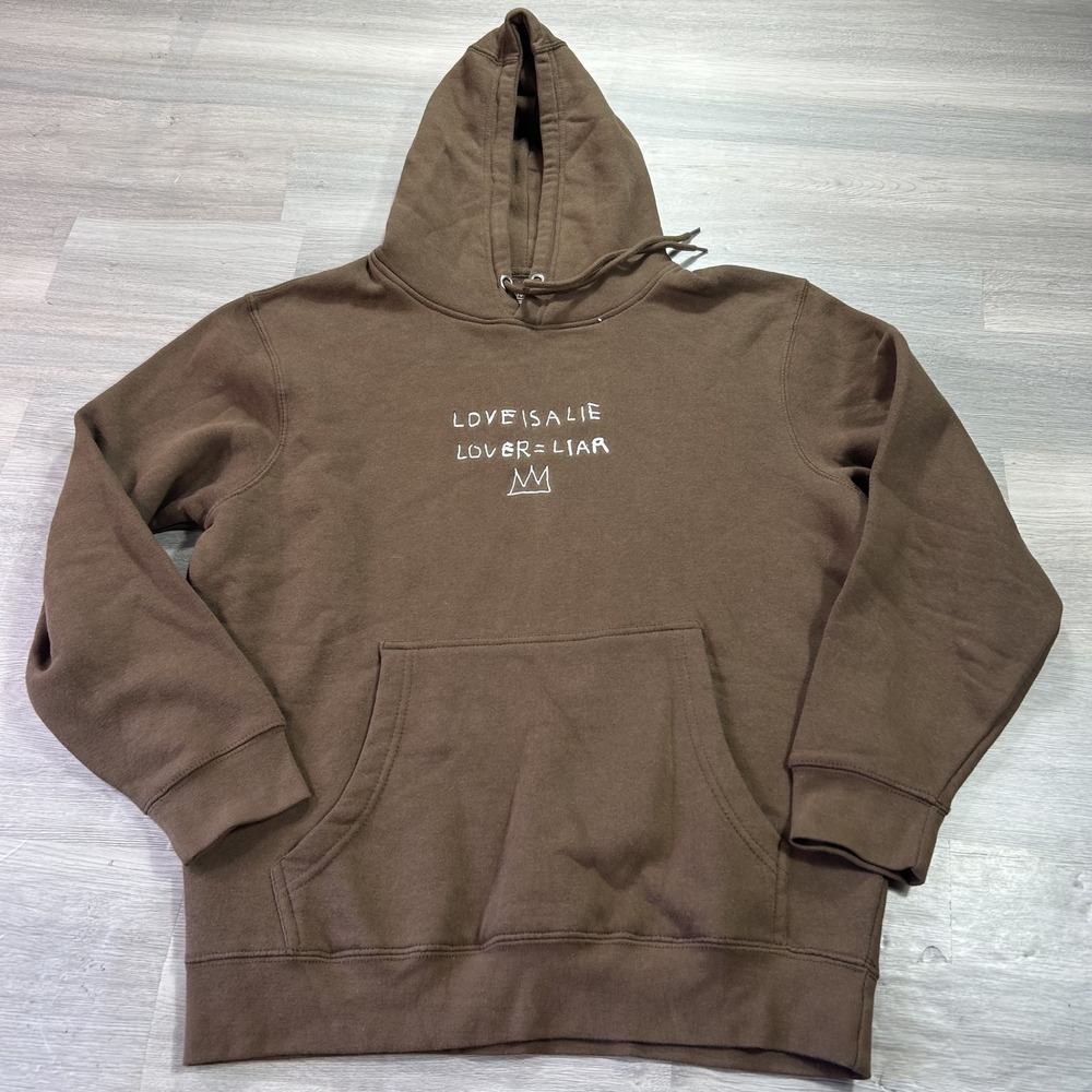 Ripple Jean-Michel Basquiat Hoodie Mens Medium Brown Fleece Sweatshirt